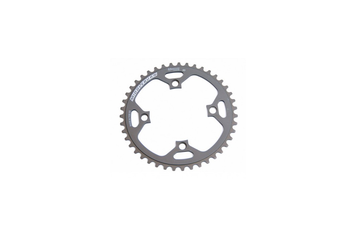 Middleburn 4-Arm Chainring with SlickShift Ramps, 42T. HardCoat grey