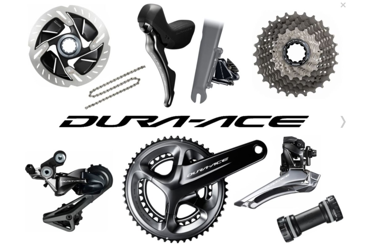 Shimano Dura Ace, 2 x 11, disc brakes, shifters, drivetrain