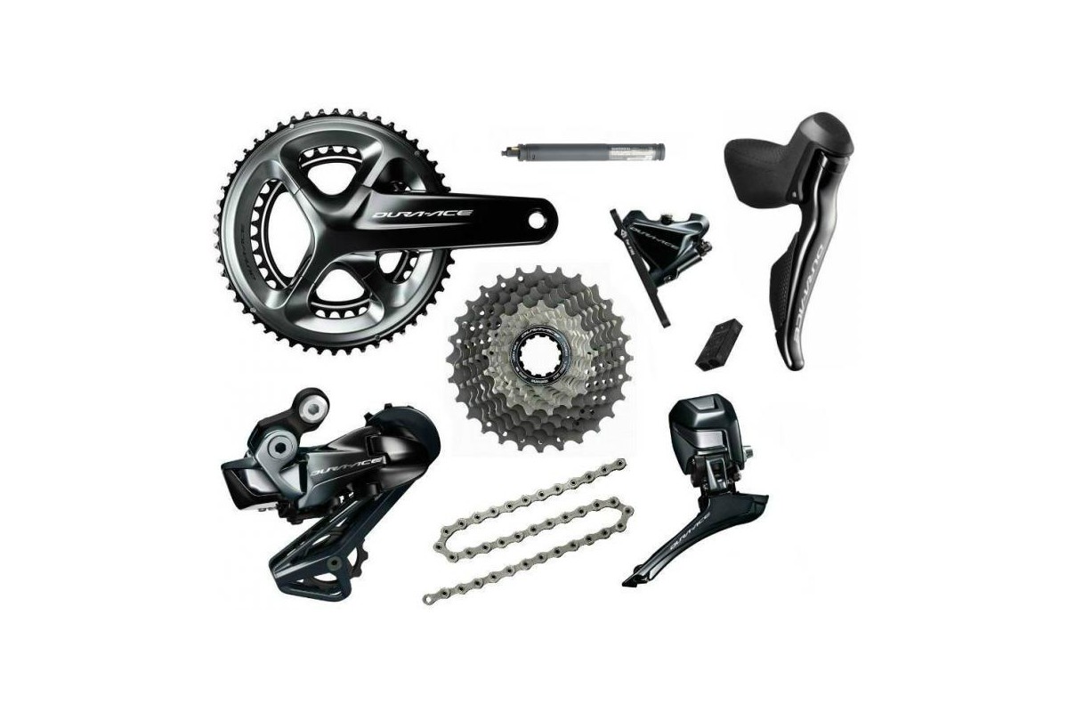 Shimano Dura Ace DI2, 2 x 11, disc brakes, shifters, drivetrain